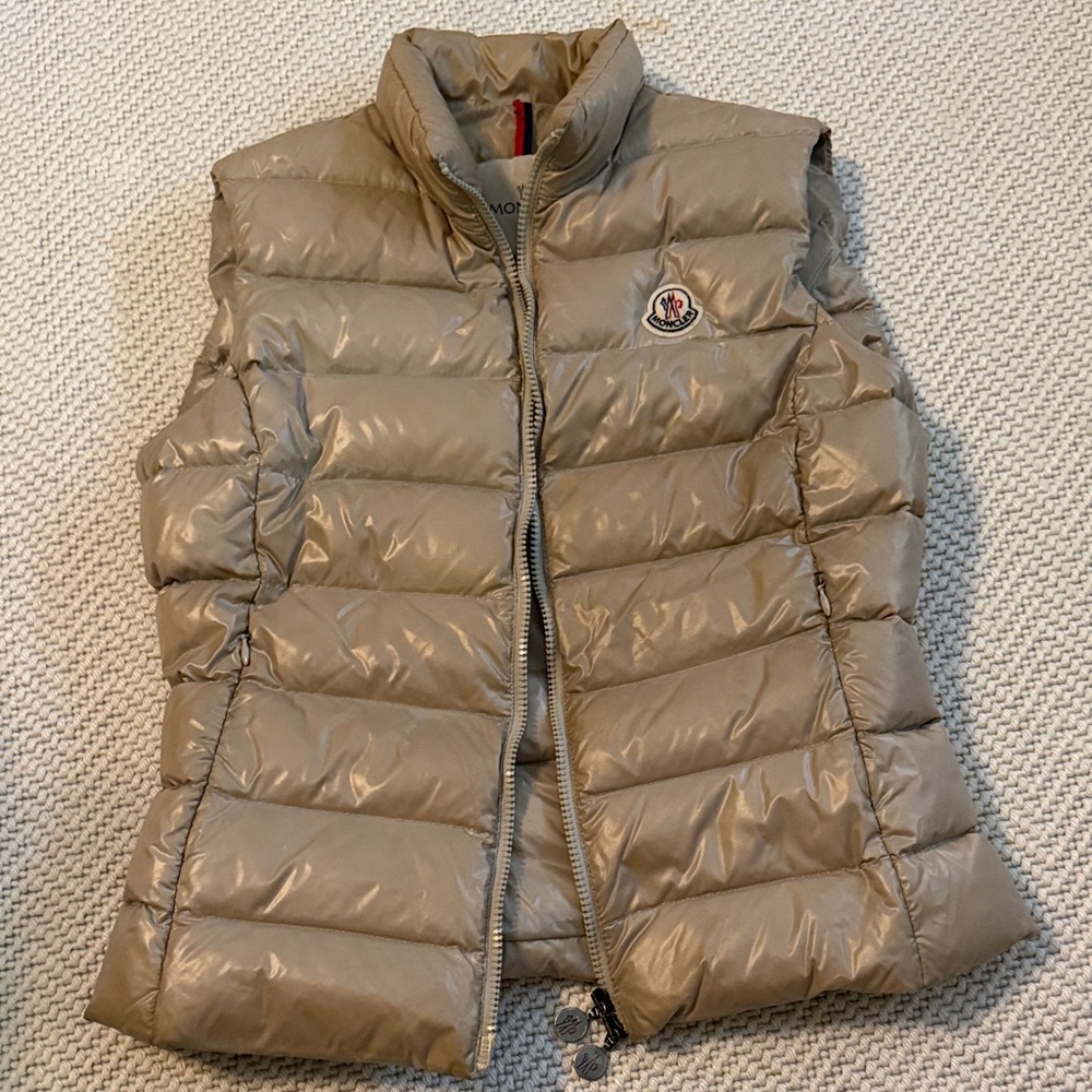 Moncler Taupe Quilted Down Puffer Vest - Women's Sleeveless